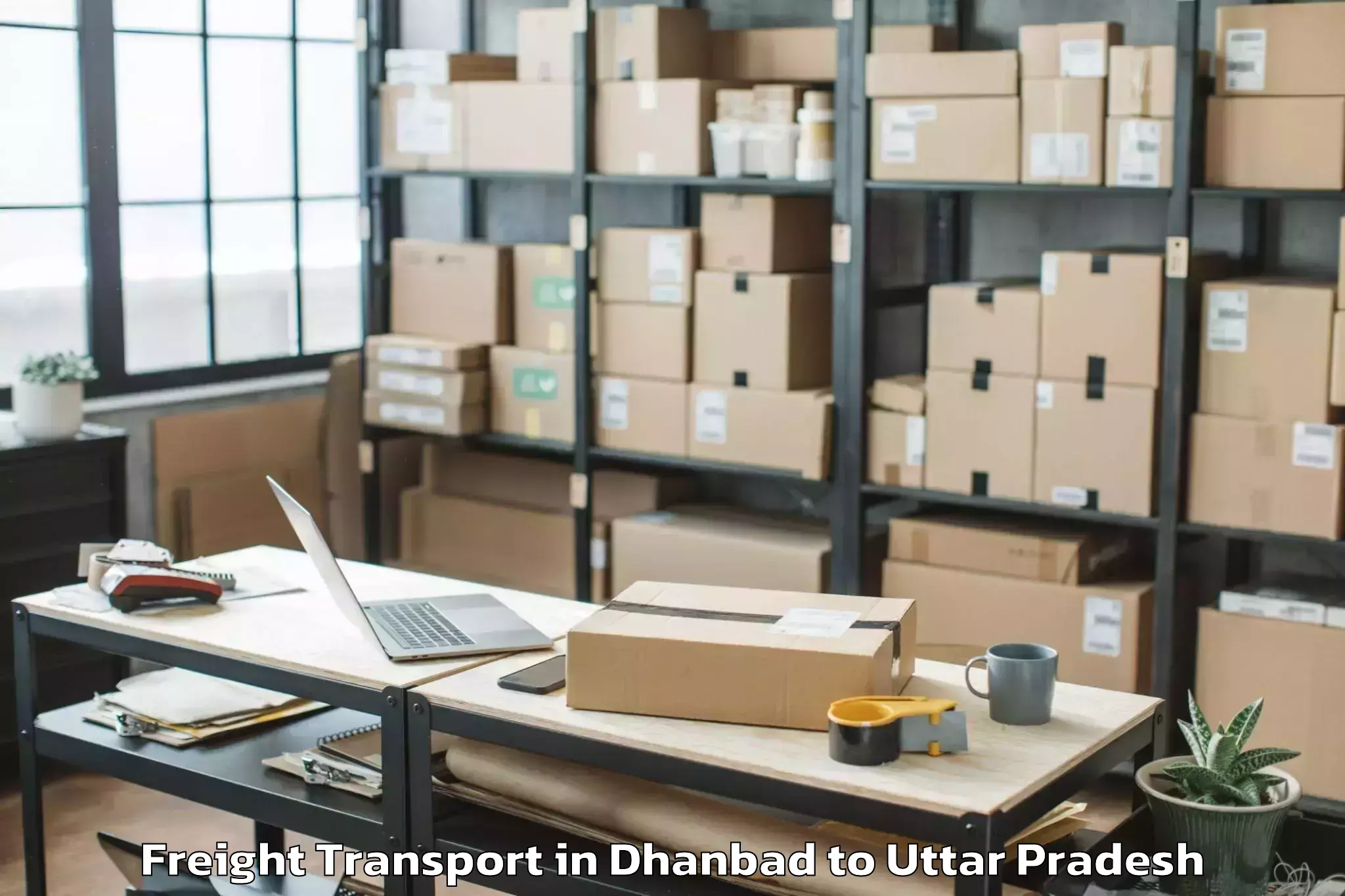 Book Dhanbad to Mahgawan Freight Transport Online